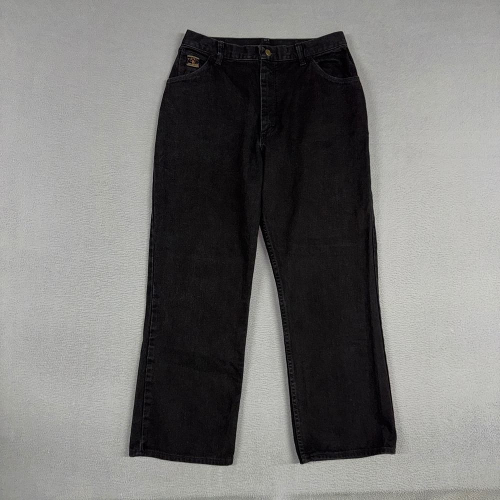 Wrangler Jeans Womens 14 Black High Rise Straight Leg Cotton Western Cowboy VTG